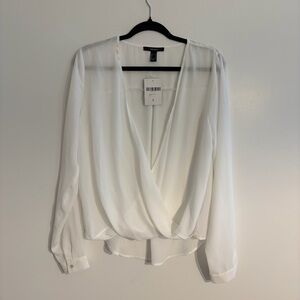Forever 21 White Draped Blouse